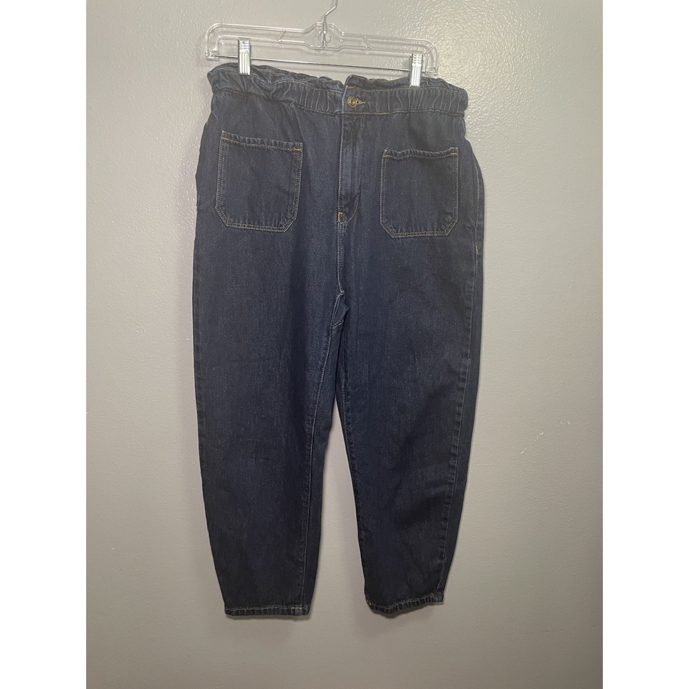 Zara Denim Slouchy Trousers High Waist With Pockets Size 8
